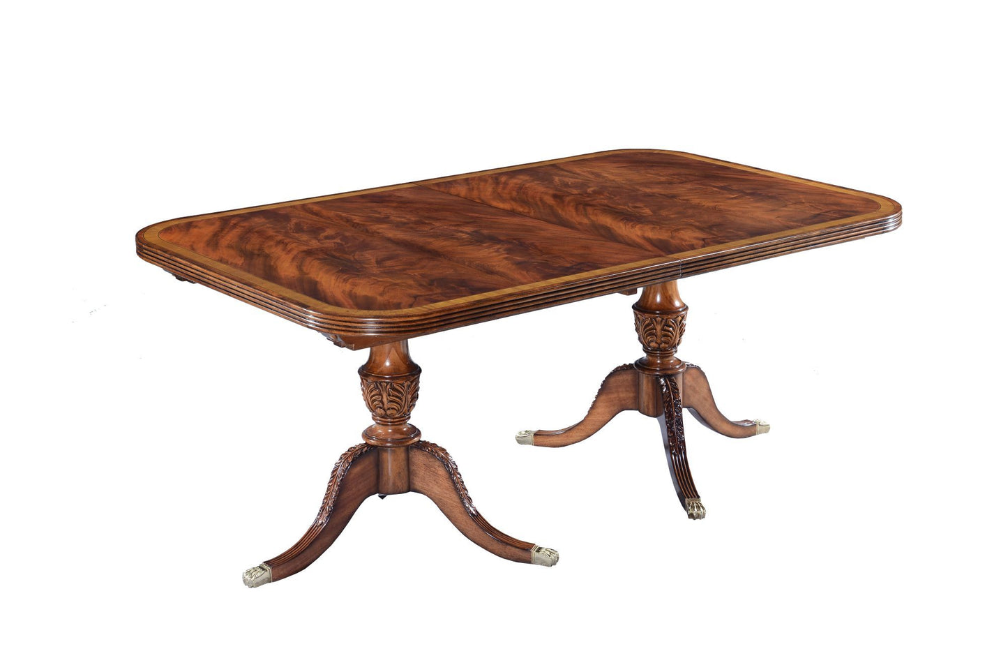 Twin Pedestal Dining Table in Crotch Mahogany