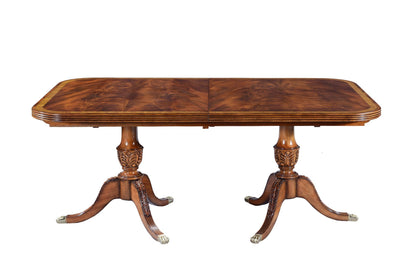 Twin Pedestal Dining Table in Crotch Mahogany