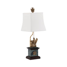 Brass Griffin and Mahogany Table Lamp