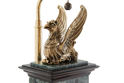 Brass Griffin and Mahogany Table Lamp