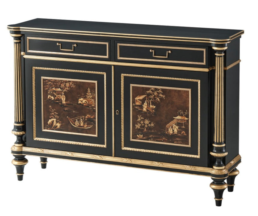 ebonised mahogany and parcel gilt Chinoiserie