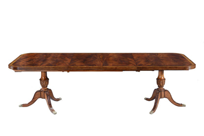 Twin Pedestal Dining Table in Crotch Mahogany