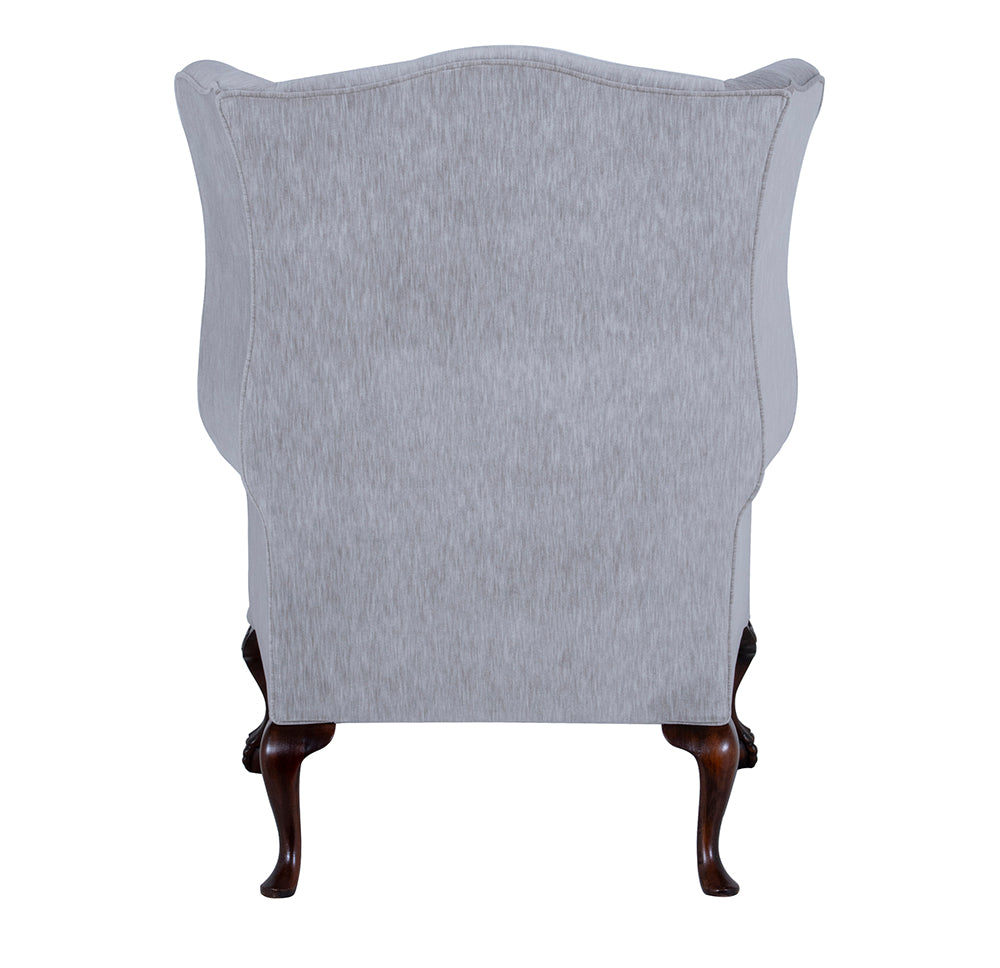 back of grey wingchair