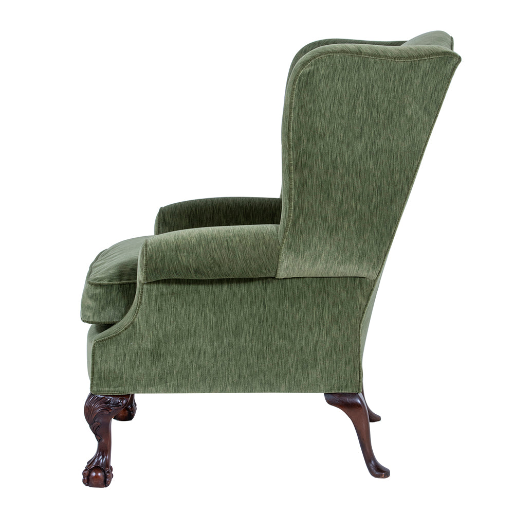 side of green wingchair