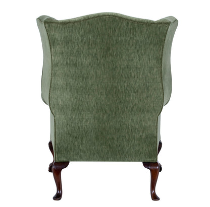 back of green wingchair