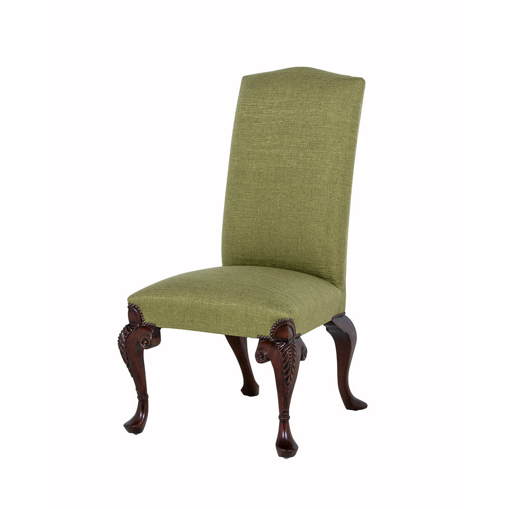 Aunties Georgian style dinning chairs  in Luxurious green fabric