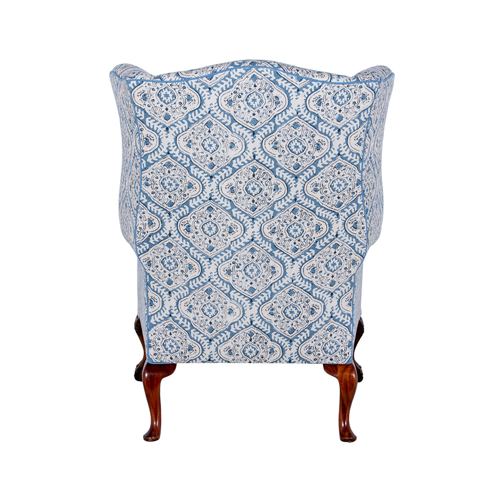 linwood bibi kala fabric on a brights of nettlebed wingchair 