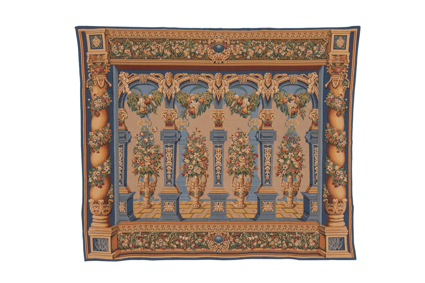 Tapestry of Columns And Flower Display