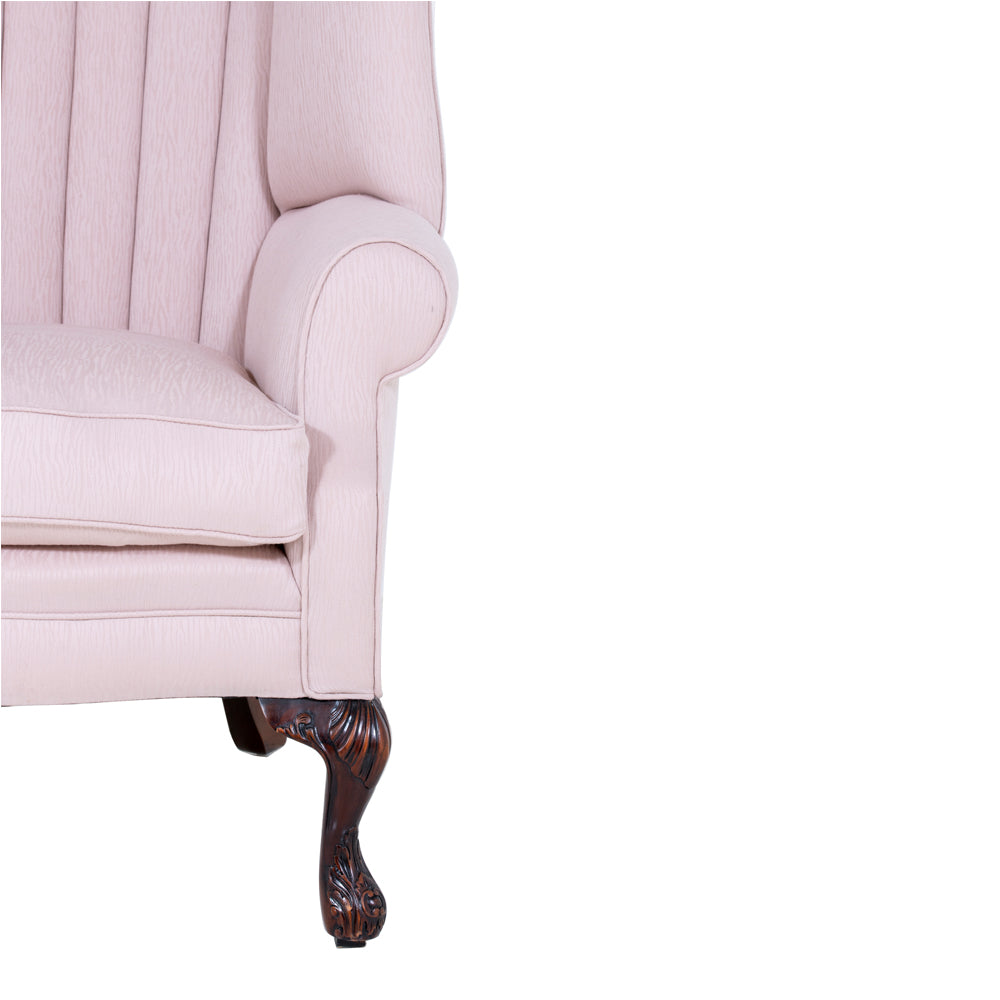 arm of osbourne wingchair in ashton blush by the isle mill