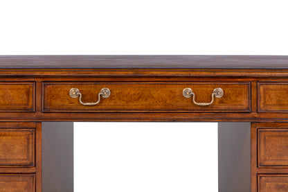 Burr walnut pedestal desk