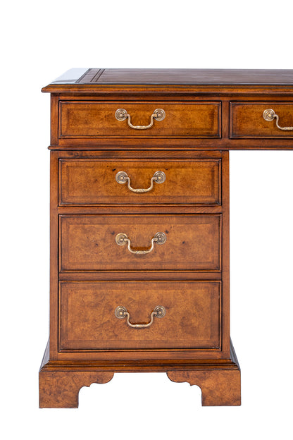 Burr walnut pedestal desk