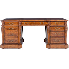 Large Burr Walnut Partners Pedestal Desk