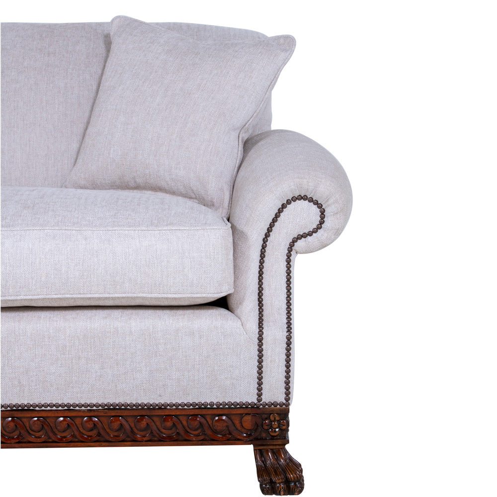 show wood base frame sofa - brights of nettlebed fine furniture - upholstery in beige