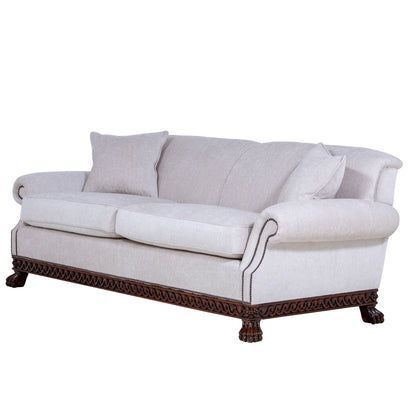 show wood base frame sofa - brights of nettlebed fine furniture - upholstery in beige