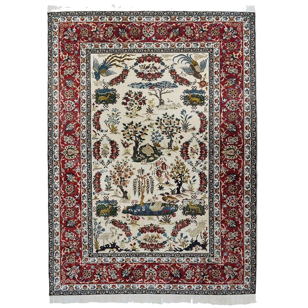 Isfahan Paradise Design Silk Rug