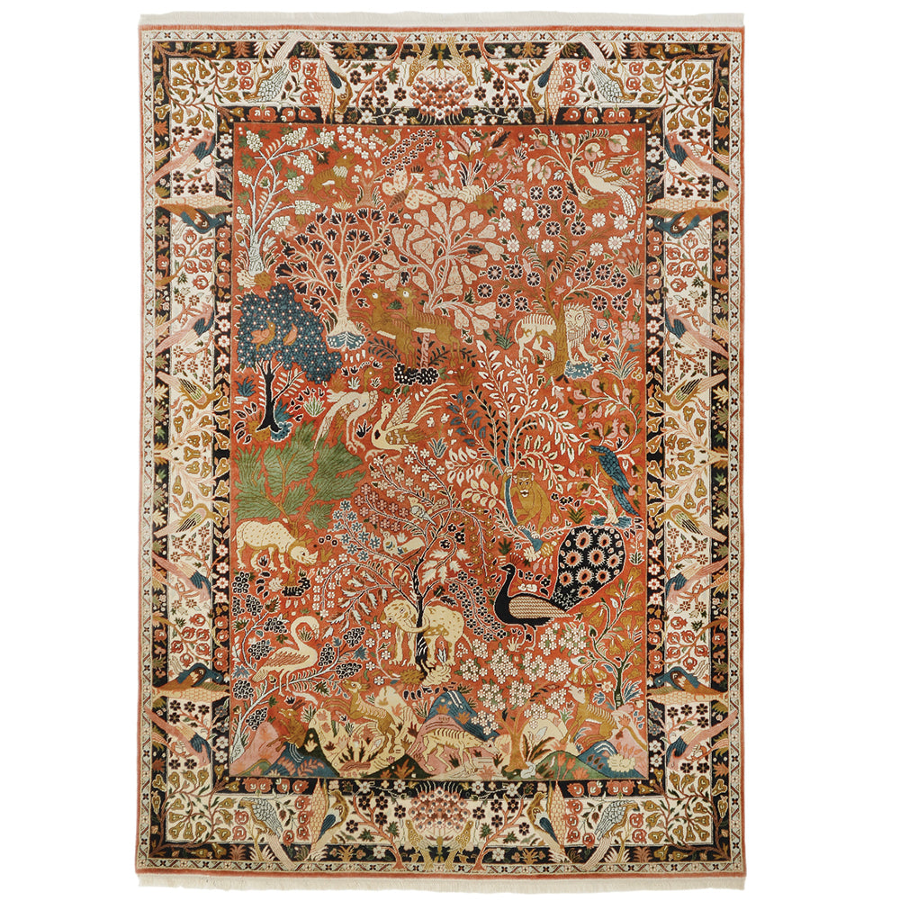 Yazd Paradise Design Silk Rug