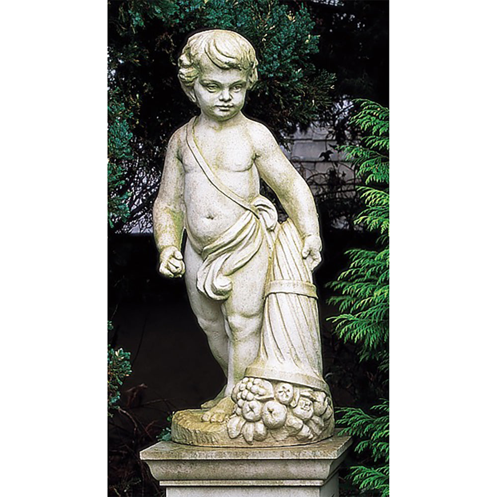 Cast Stone Earth Statue on Pedestal