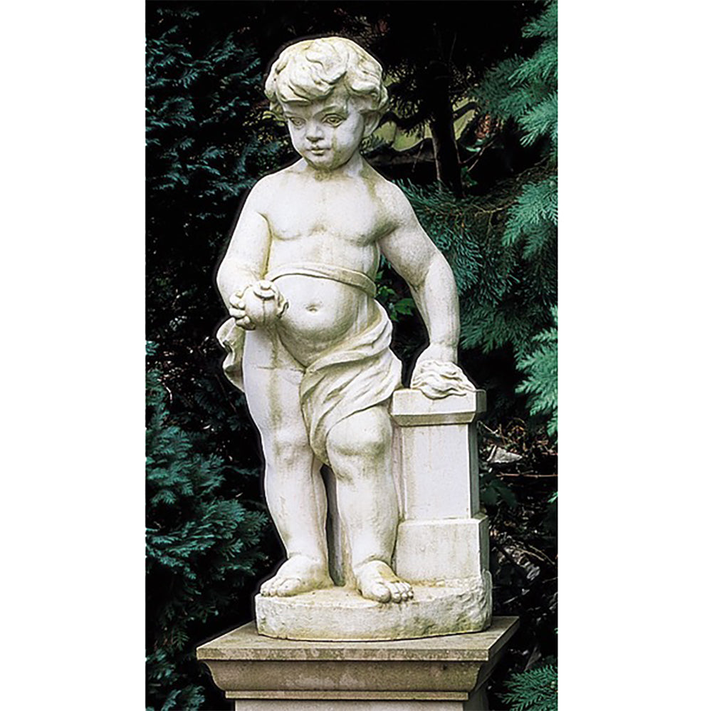 Cast Stone Fire Statue on Pedestal