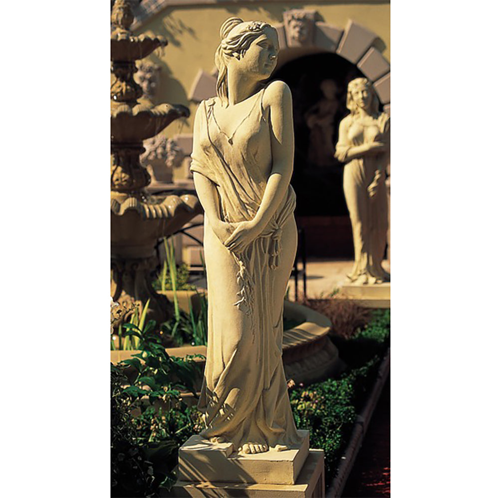 Cast Stone Spring Statue on Pedestal