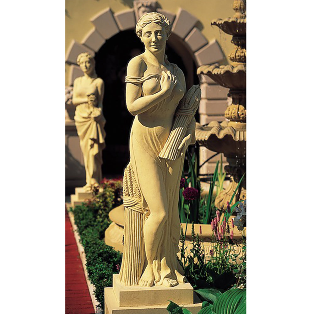 Cast Stone Summer Statue on Pedestal