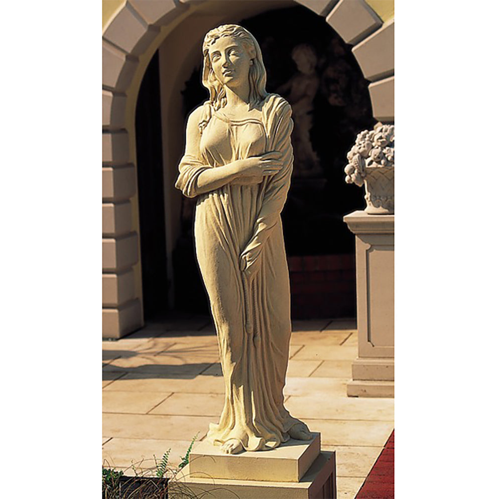 Cast Stone Winter Statue on Pedestal