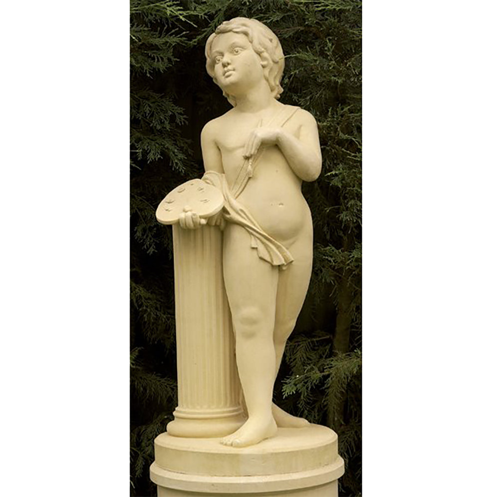 Cast Stone Painting Statue on Pedestal