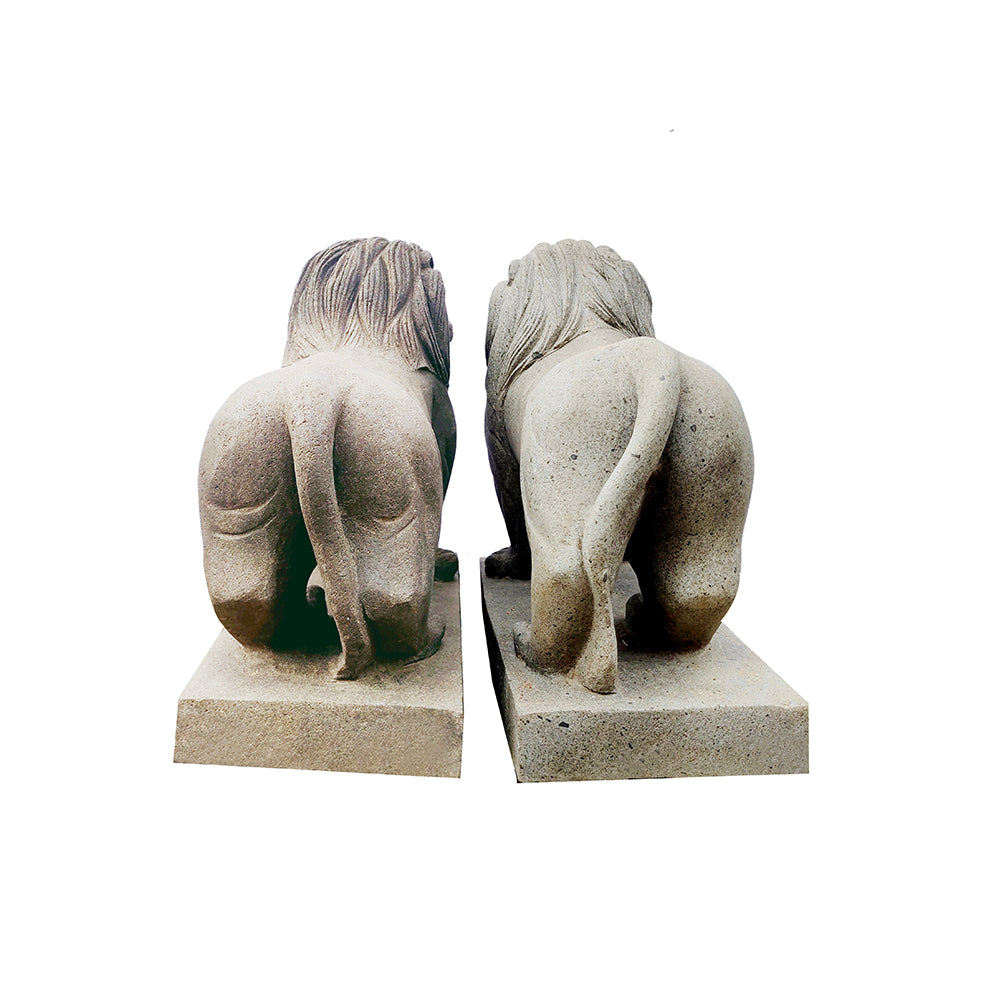 Pair Of Left And Right Facing Lions River Stone