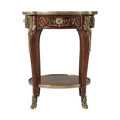 ornate brass mahogany side table