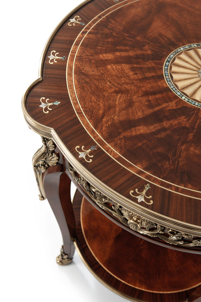 ornate brass mahogany side table