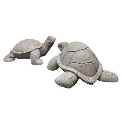 Pair Of Left And Right Facing River Stone Turtles