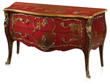 A Chinoiserie Red Lacquer Serpentine Bombe Chest of Drawers - Brights of Nettlebed