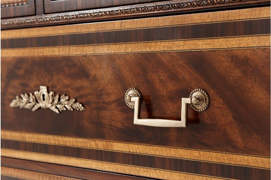 A flame mahogany, Movingue and rosewood banded chest of drawers - Brights of Nettlebed