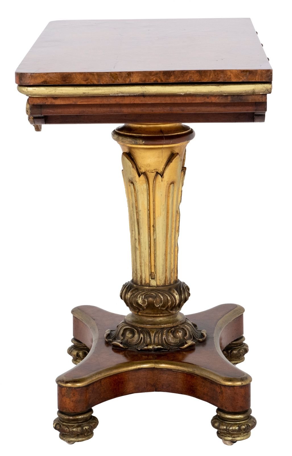 A George Iv Amboyna And Giltwood Card Table attributed To Morel And Seddon, C.1830 - Brights of Nettlebed