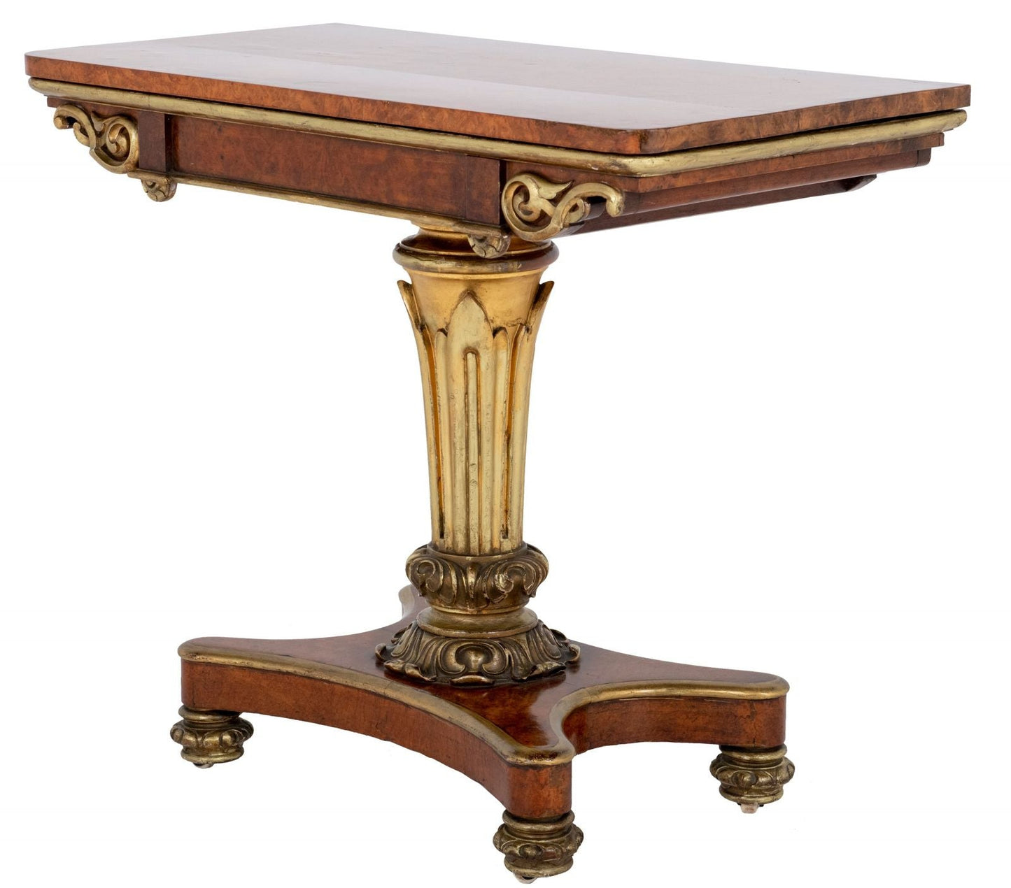 A George Iv Amboyna And Giltwood Card Table attributed To Morel And Seddon, C.1830 - Brights of Nettlebed