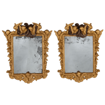 A Pair of Baroque Giltwood and Gesso Wall Mirrors - Brights of Nettlebed