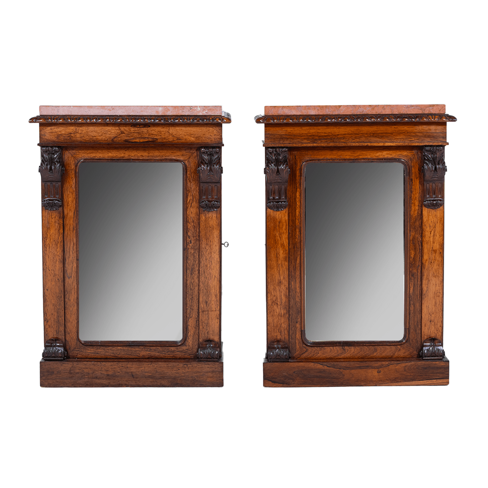 A Pair of Early Victorian Rosewood Side Cabinets - Brights of Nettlebed