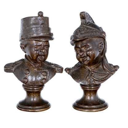 A PAIR OF FRENCH BRONZE BUSTS OF CHILD SOLDIERS - Brights of Nettlebed