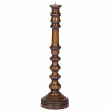 Large solid oak turned candlestick