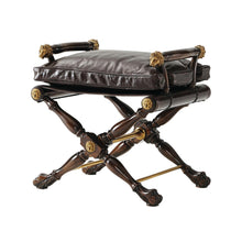 Mahogany and Brass Mounted Leather Stool