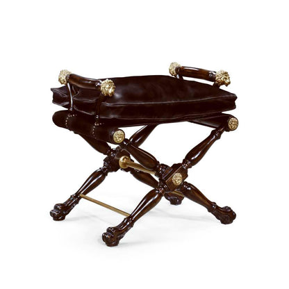 Mahogany and Brass Mounted Leather Stool