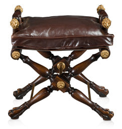 Mahogany and Brass Mounted Leather Stool