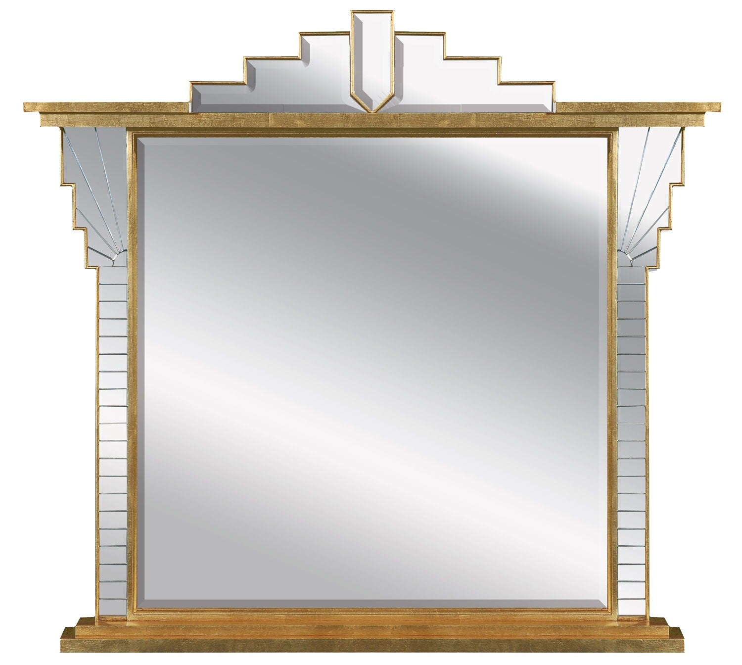 Art Deco Style Overmantel Mirror - Antique Finish