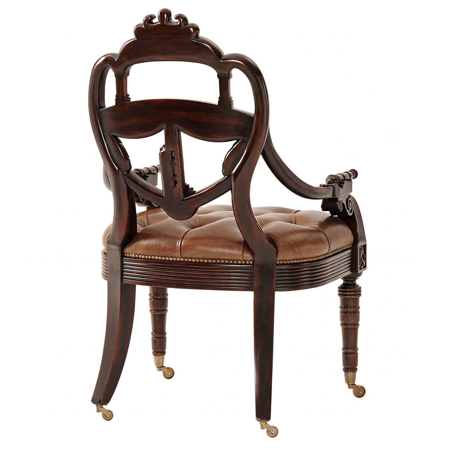 Hand Carved Mahogany Library Armchair