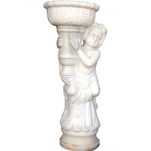 White Marble Cherub Statue Holding a Planter