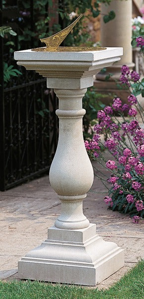 Cast Stone Baluster With Brass Sundial