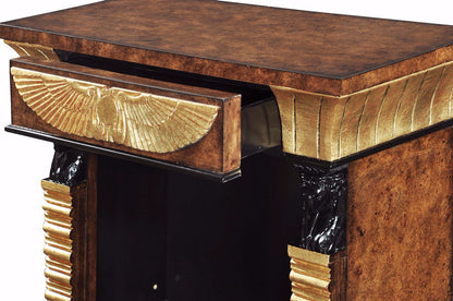 Ebonised and parcel gilt open bookcase