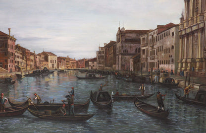 Oil Painting after 'Venice: The Grand Canal with S. Simeone Piccolo' in the style of Canaletto