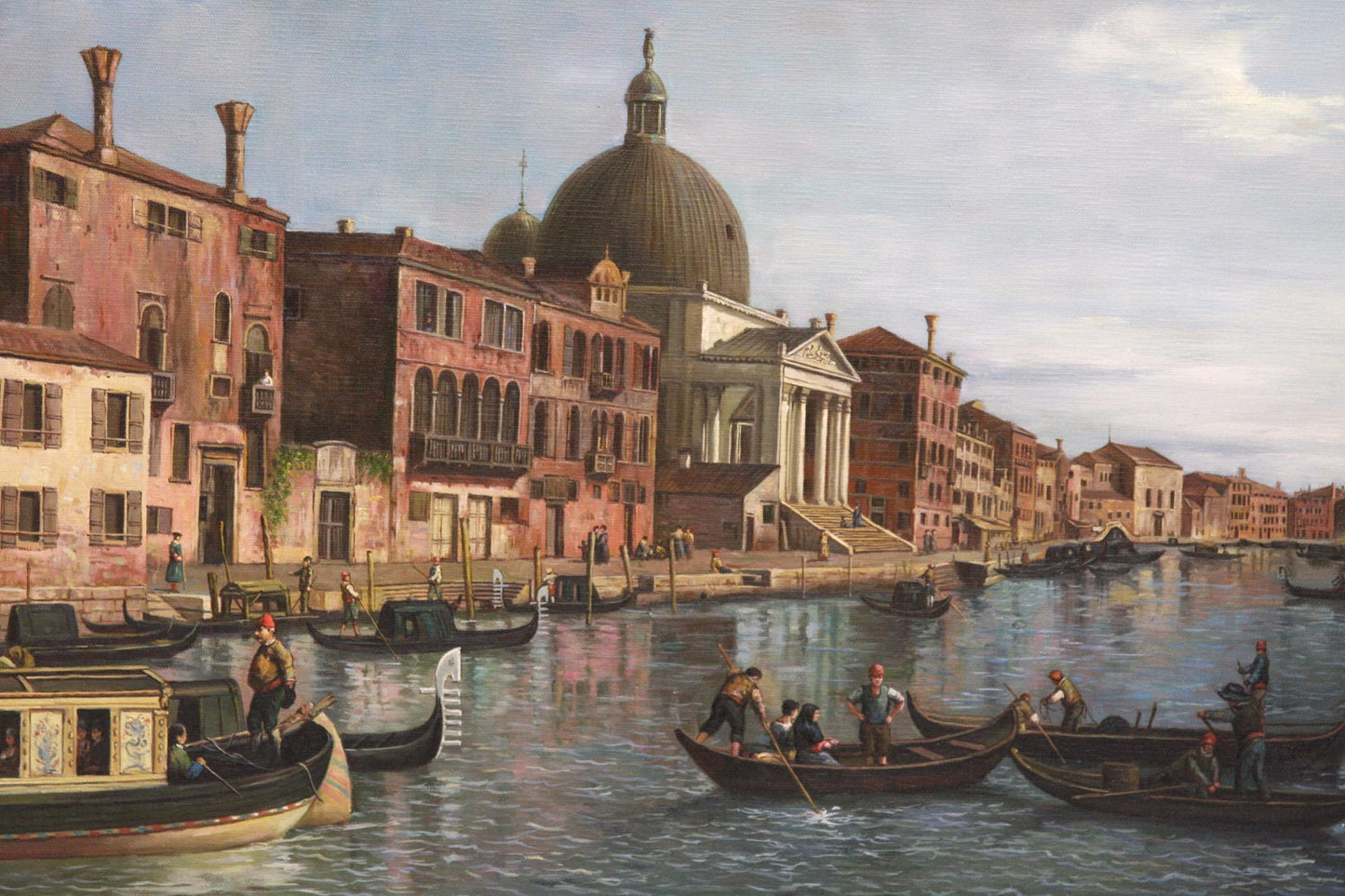 Oil Painting after 'Venice: The Grand Canal with S. Simeone Piccolo' in the style of Canaletto