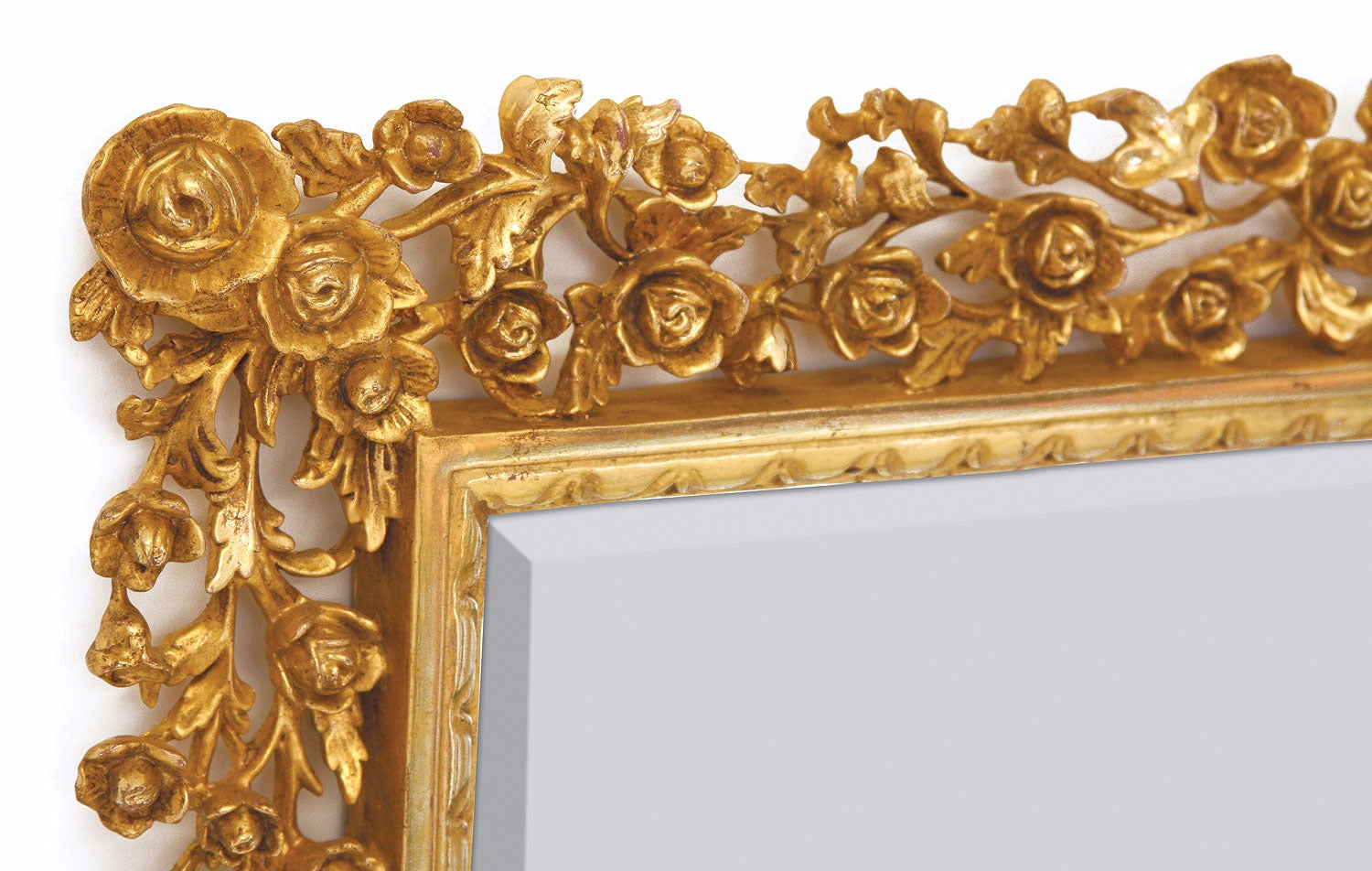 Regal Reflection: Water Gilded Hand Carved Mirror