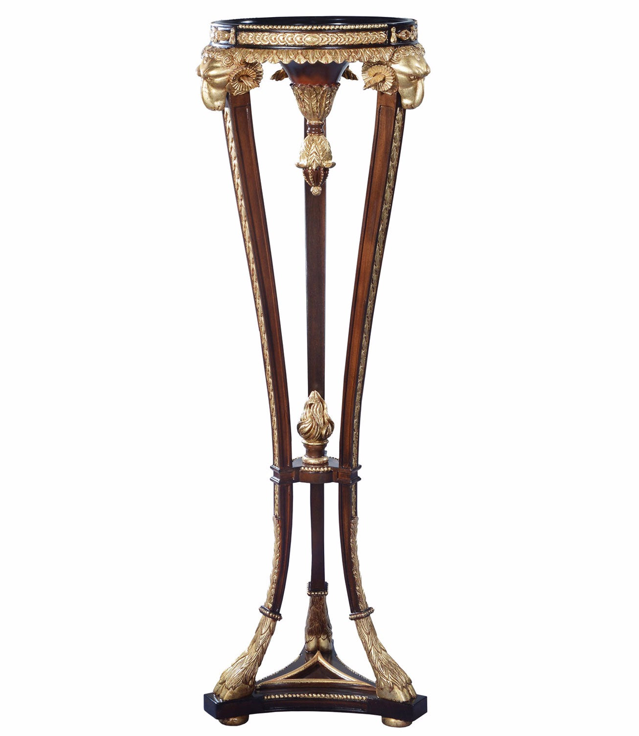 Mahogany & Giltwood Rams Head Torchere